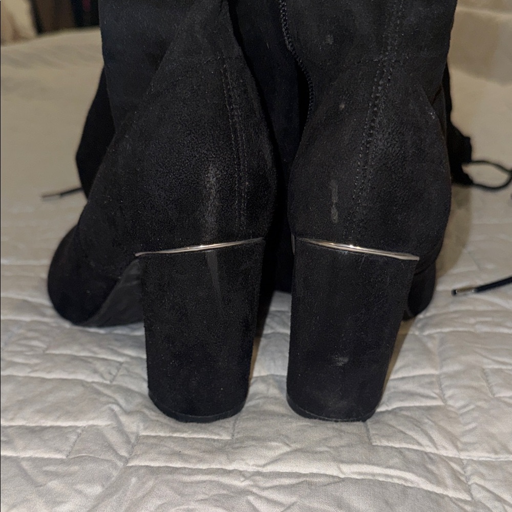 Marc Fisher Black Over-the-Knee Suede Black Boots with Thick Heel - Picture 3 of 6